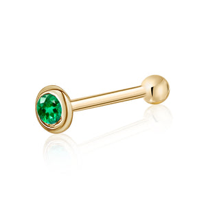 Yellow 14k gold nose ring featuring an Emerald cubic zirconia