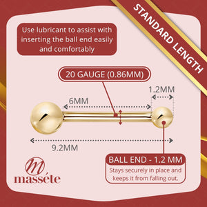 Sizing chart for the 14k gold tiny ball nose ring