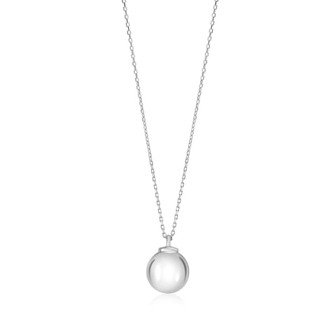 MASSETE Sterling Silver 925 12mm Ball Pendant Necklace Rolo Chain 17"