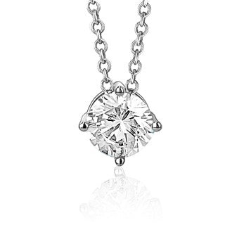 Sterling Silver Floating Solitaire Necklace Pendant for Girls Simulated Birthstone