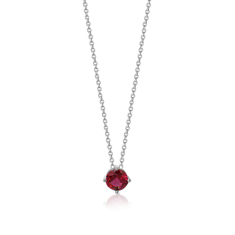 Sterling Silver Floating Solitaire Necklace Pendant for Girls Simulated Birthstone
