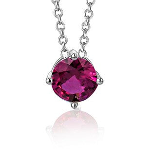 Sterling Silver Floating Solitaire Necklace Pendant for Girls Simulated Birthstone