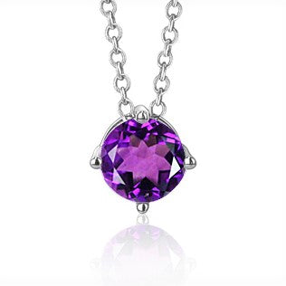 Sterling Silver Floating Solitaire Necklace Pendant for Girls Simulated Birthstone