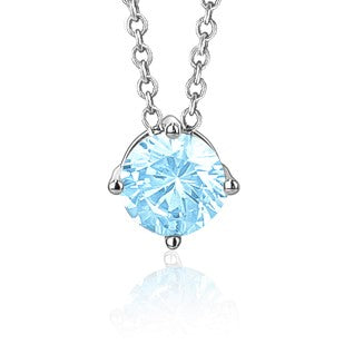 Sterling Silver Floating Solitaire Necklace Pendant for Girls Simulated Birthstone