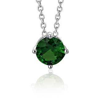 Sterling Silver Floating Solitaire Necklace Pendant for Girls Simulated Birthstone