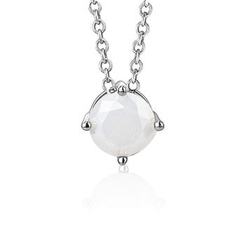 Sterling Silver Floating Solitaire Necklace Pendant for Girls Simulated Birthstone