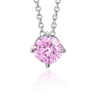 Sterling Silver Floating Solitaire Necklace Pendant for Girls Simulated Birthstone