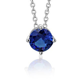Sterling Silver Floating Solitaire Necklace Pendant for Girls Simulated Birthstone