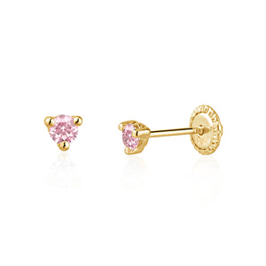14k Yellow Gold - Pink Stone