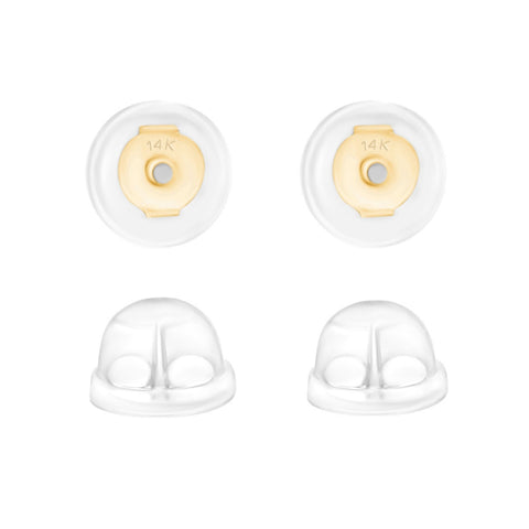 18K Gold White 6mm Silicon Earring Back for Friction Posts and Stud Earrings