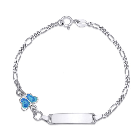 UNICORNJ Sterling Silver 925 Childrens Bracelet with Butterfly Enamel Charm Italy