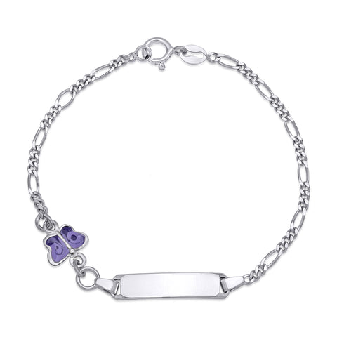 UNICORNJ Sterling Silver 925 Childrens Bracelet with Butterfly Enamel Charm Italy