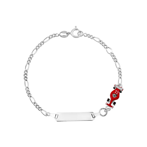 UNICORNJ Sterling Silver 925 Engravable ID Bracelet Figaro Chain for Boys Girls with Enamel Charm 6.5"