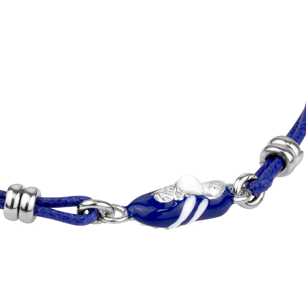 UNICORNJ Sterling Silver 925 Bracelet for Boys Girls Sports with Enamel and Double Cotton Cord 6.5"