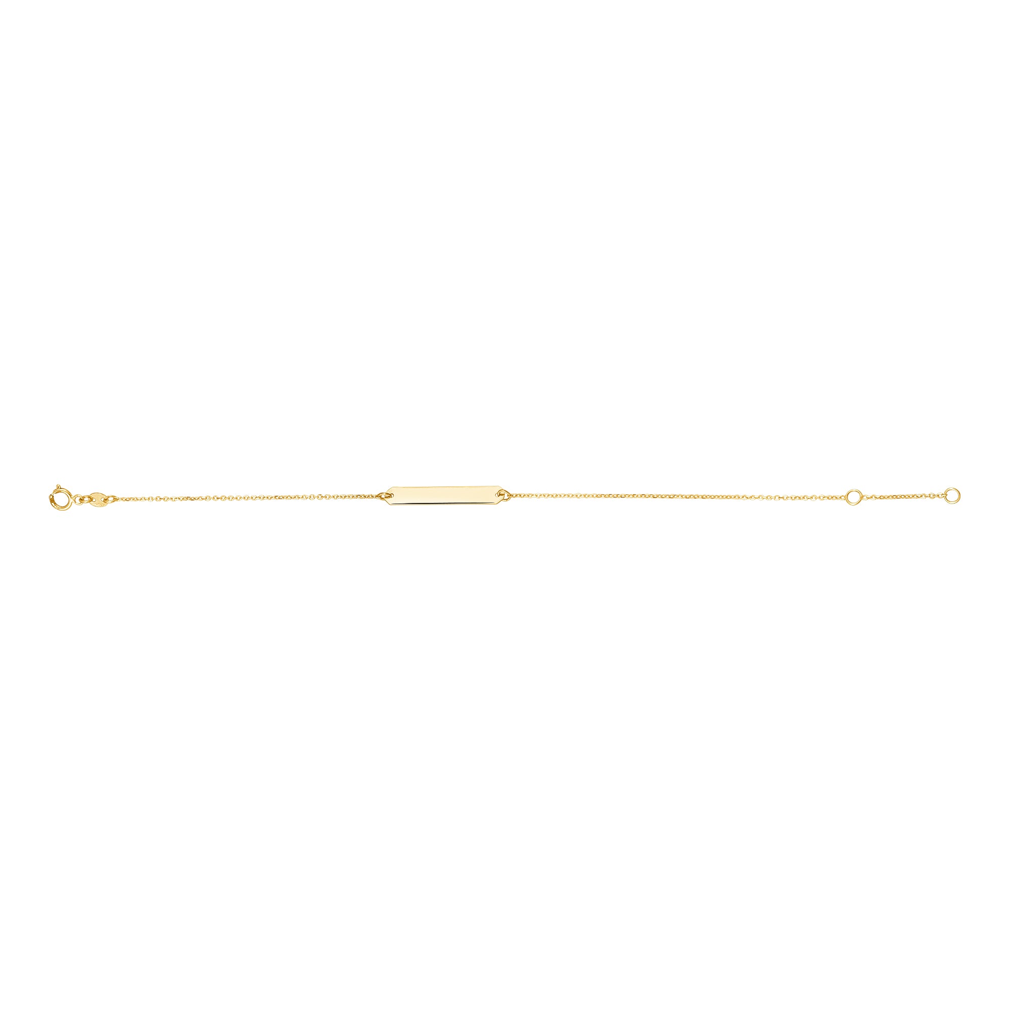 14K Yellow Gold Engravable Personalized ID Bracelet Polished Shiny on Cable Chain Italy