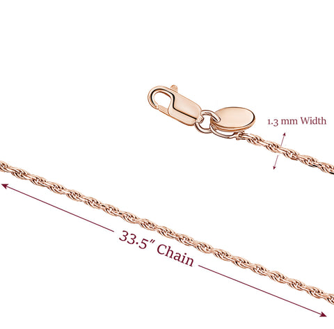 Sterling Silver Rose Gold Yellow Gold Plated French Rope Chain Italy 33.5"
