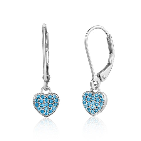UNICORNJ Children's Tweens Sterling Silver 925 Cubic Zirconia Dangle Leverback Earrings Italy