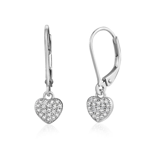 UNICORNJ Children's Tweens Sterling Silver 925 Cubic Zirconia Dangle Leverback Earrings Italy