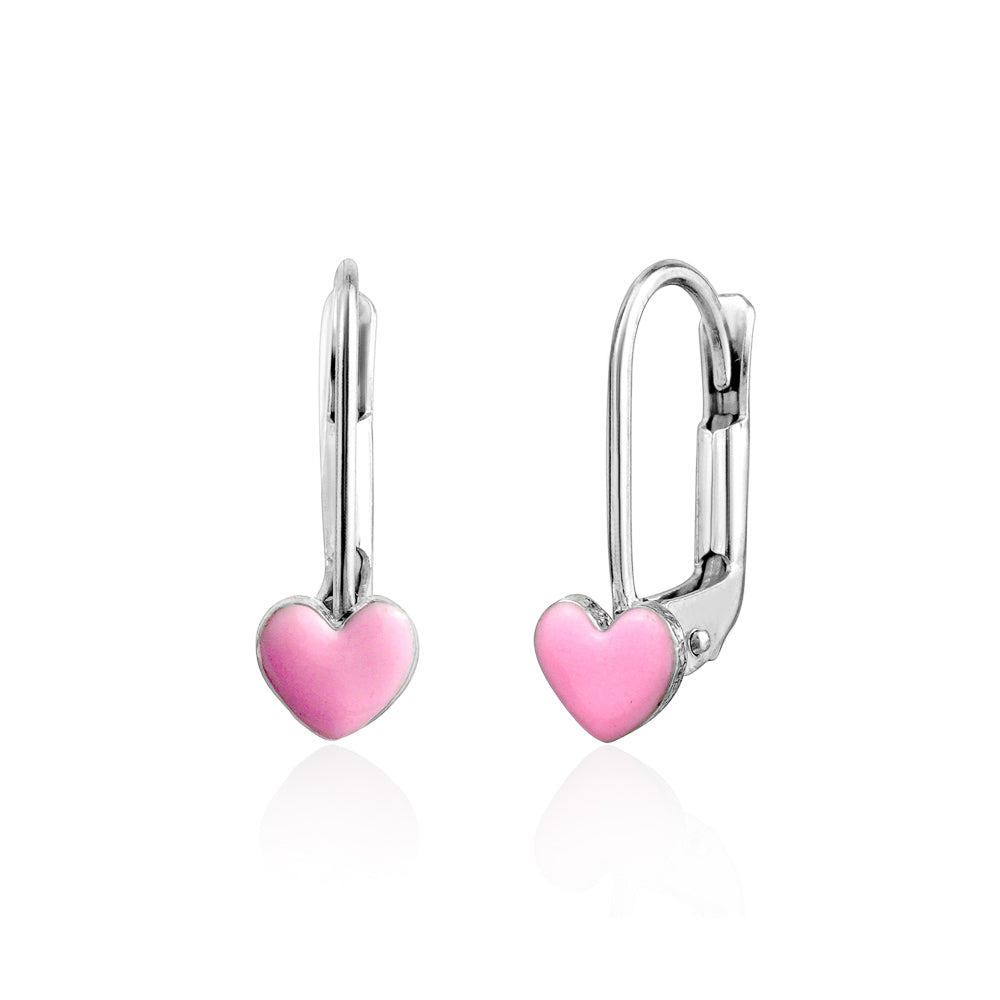 UNICORNJ Sterling Silver 925 Heart Earrings Leverback for Girls with Enamel