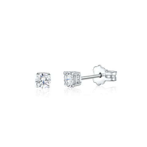 UNICORNJ 14K White Gold 4 Prong Basket Setting Simulated Diamond CZ Post Stud Earrings Italy