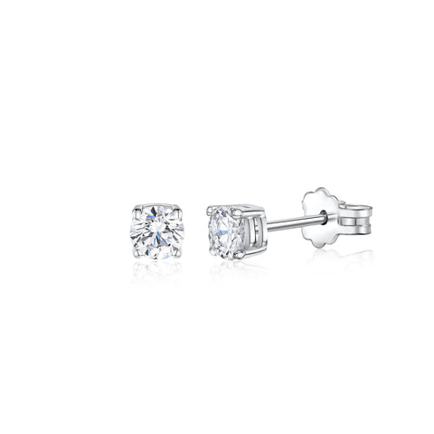 UNICORNJ 14K White Gold 4 Prong Basket Setting Simulated Diamond CZ Post Stud Earrings Italy