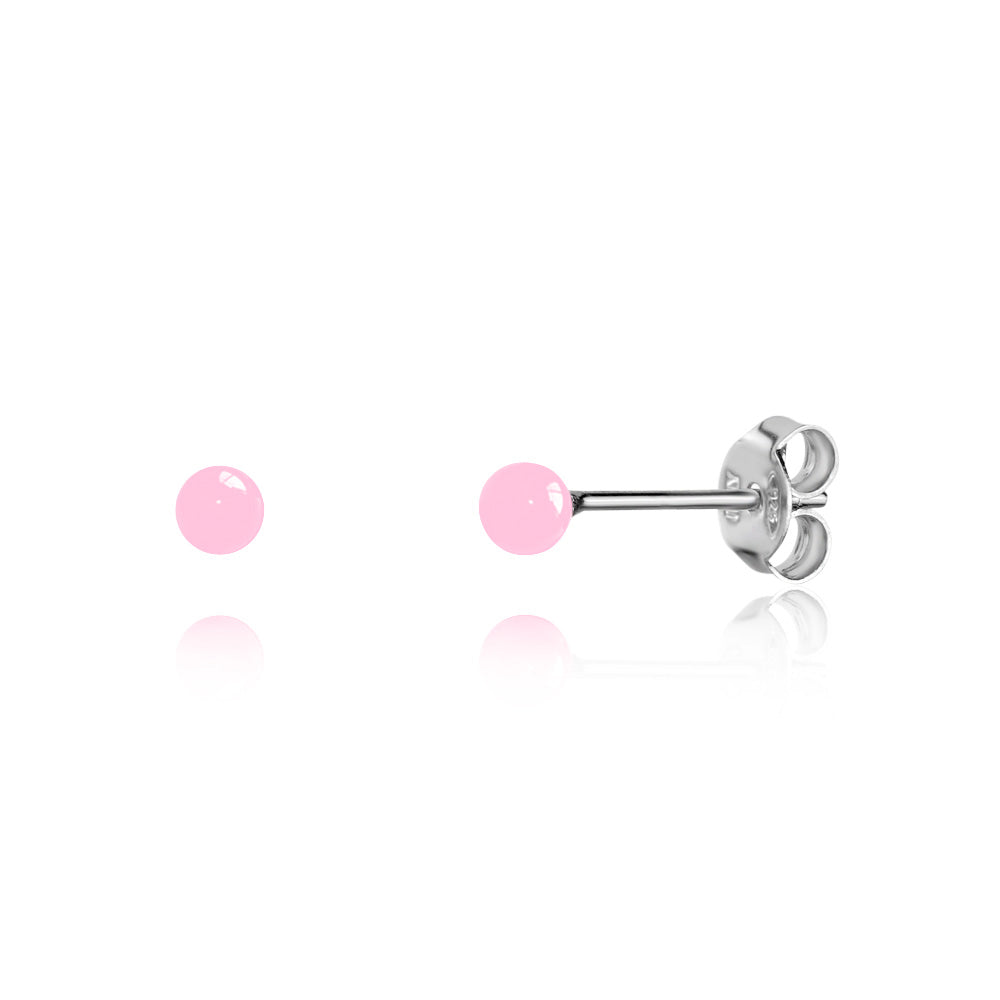 UNICORNJ Sterling Silver 925 Ball Stud Earrings 3mm for Women Girls with Enamel Small Second Piercing