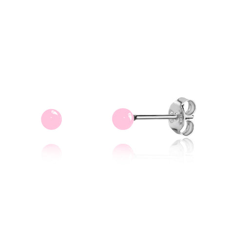 UNICORNJ Sterling Silver 925 Ball Stud Earrings 3mm for Women Girls with Enamel Small Second Piercing