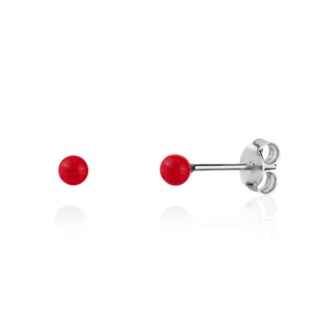UNICORNJ Sterling Silver 925 Ball Stud Earrings 3mm for Women Girls with Enamel Small Second Piercing