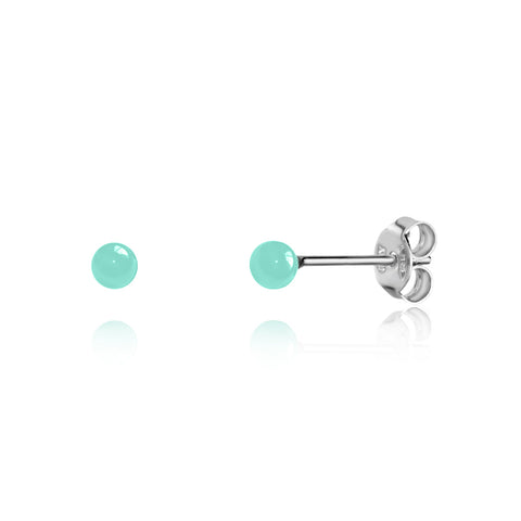 UNICORNJ Sterling Silver 925 Ball Stud Earrings 3mm for Women Girls with Enamel Small Second Piercing