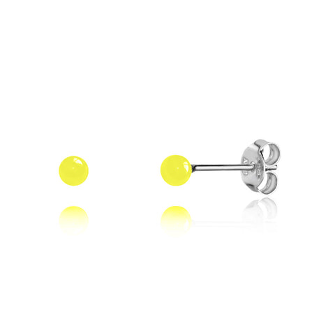 UNICORNJ Sterling Silver 925 Ball Stud Earrings 3mm for Women Girls with Enamel Small Second Piercing