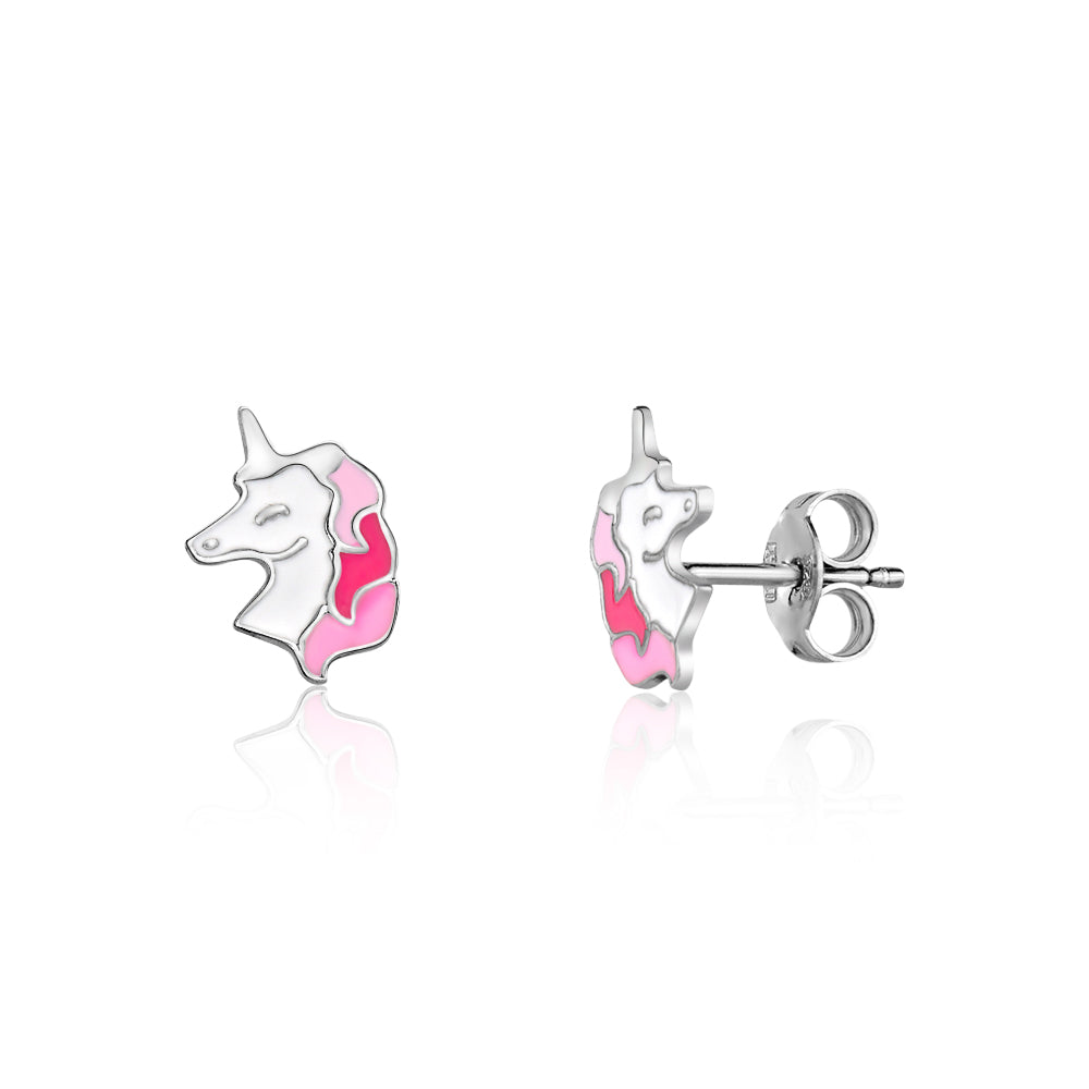 UNICORNJ Sterling Silver 925 Unicorn Earrings Stud for Girls with Enamel
