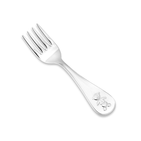 Sterling Silver Baby Fork Personalized Engravable Keepsake | Teddy Bear Design