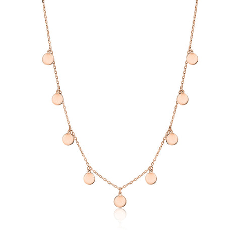 Sterling Silver Multiple Mini Discs Necklace flat Cable Chain 20"