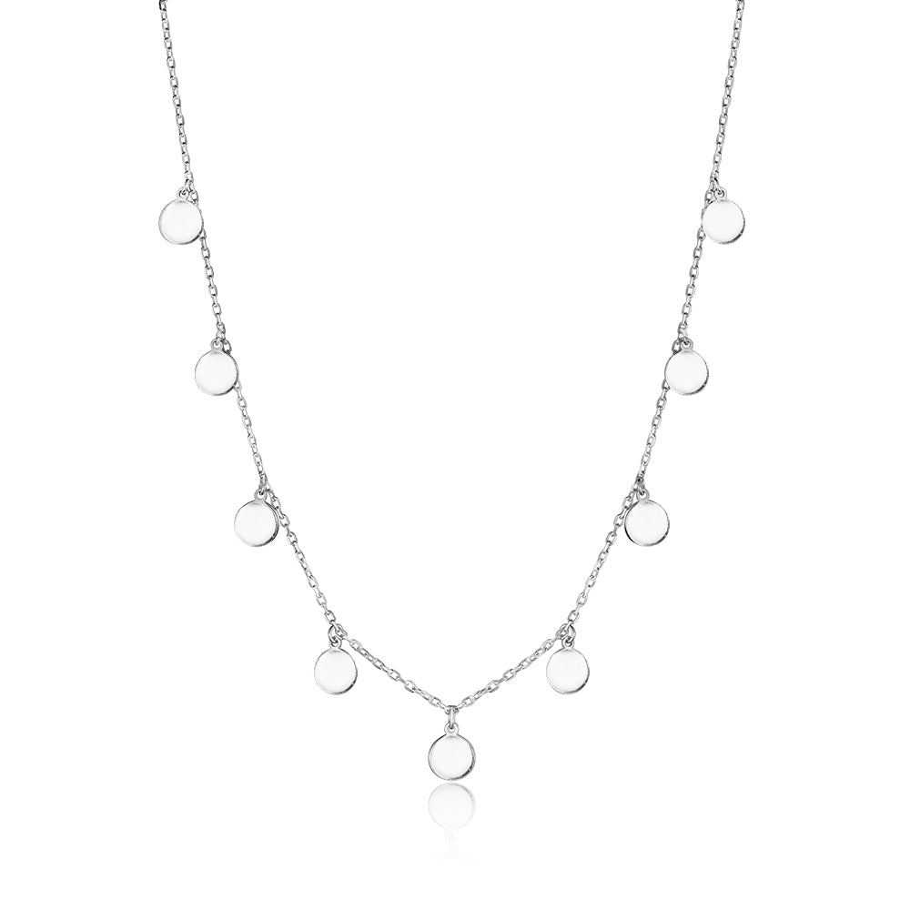 Sterling Silver Multiple Mini Discs Necklace flat Cable Chain 20"