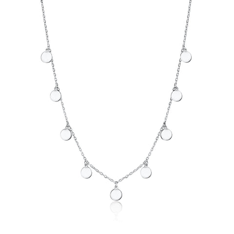 Sterling Silver Multiple Mini Discs Necklace flat Cable Chain 20"