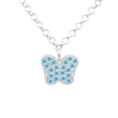 Butterfly Pendant Necklace in Sterling Silver with CZ Pavé