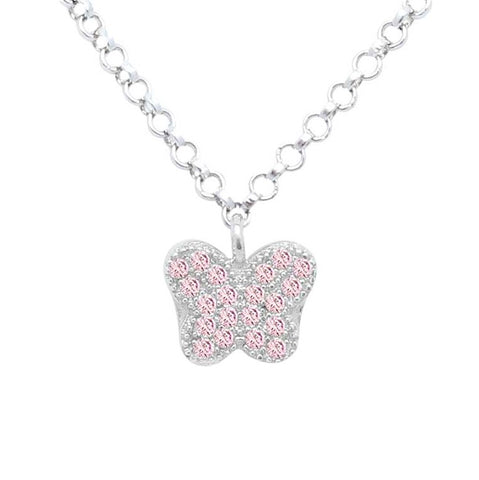 Butterfly Pendant Necklace in Sterling Silver with CZ Pavé