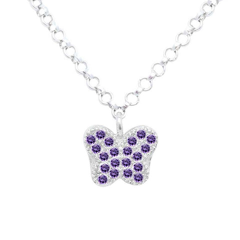 Butterfly Pendant Necklace in Sterling Silver with CZ Pavé