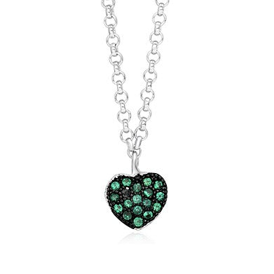 Heart Pendant Necklace in Sterling Silver with CZ Pavé