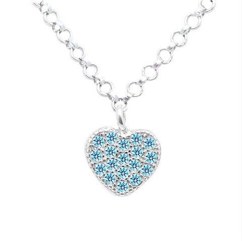 Heart Pendant Necklace in Sterling Silver with CZ Pavé