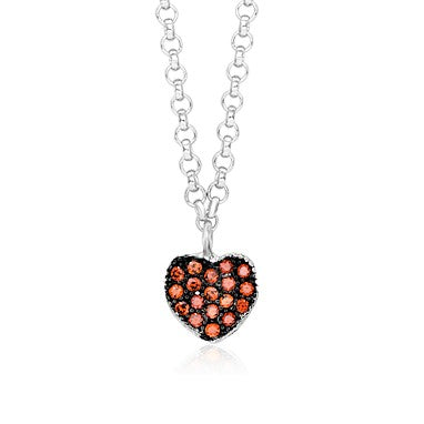 Heart Pendant Necklace in Sterling Silver with CZ Pavé