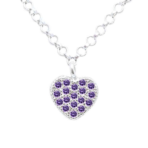 Heart Pendant Necklace in Sterling Silver with CZ Pavé