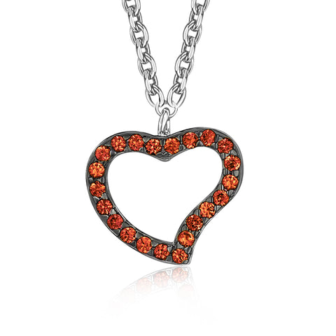 Heart Pendant Necklace in Sterling Silver with CZ Pavé
