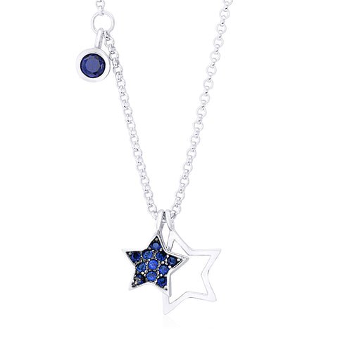 UNICORNJ Sterling Silver 925 Charm Pendant Necklace with Pavé Cubic Zirconia on Rolo Chain