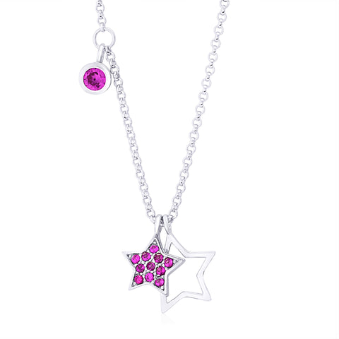 UNICORNJ Sterling Silver 925 Charm Pendant Necklace with Pavé Cubic Zirconia on Rolo Chain