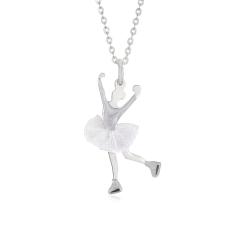 UNICORNJ Childrens Sterling Silver Girl Dancer Skater Necklace Pendant with Enamel 16"