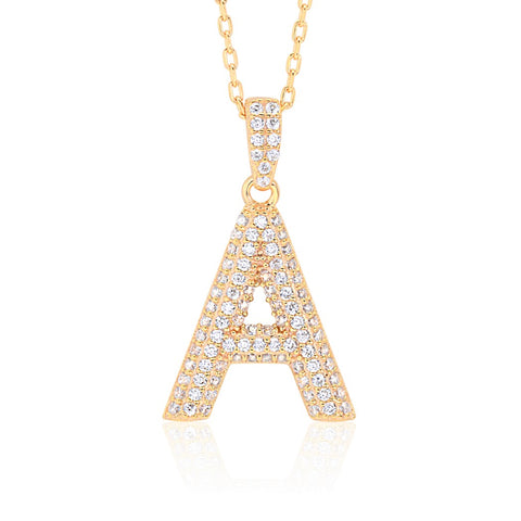 Initial Necklace in Gold-Plated Sterling Silver