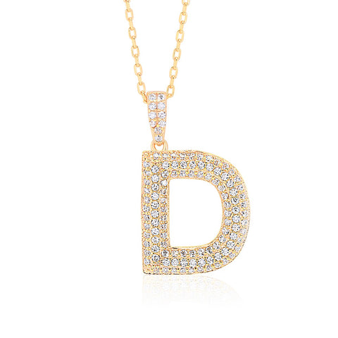 Initial Necklace in Gold-Plated Sterling Silver