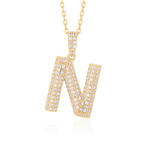 Initial Necklace in Gold-Plated Sterling Silver