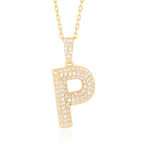 Initial Necklace in Gold-Plated Sterling Silver